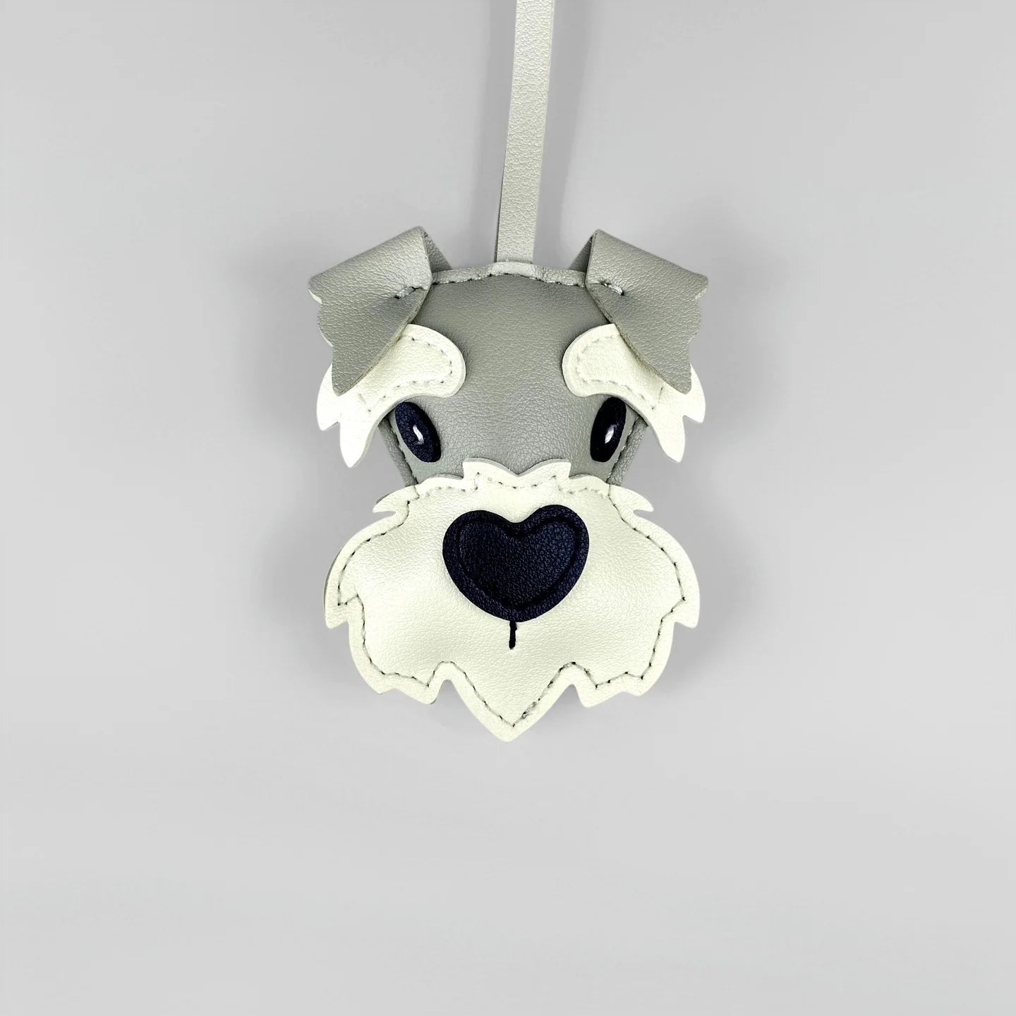 Adorable PU Leather Schnauzer Keychain Bag Charm– Cute Realistic Dog Pendant, Handmade PU Leather Purse/Bag Accessory/Great Gift