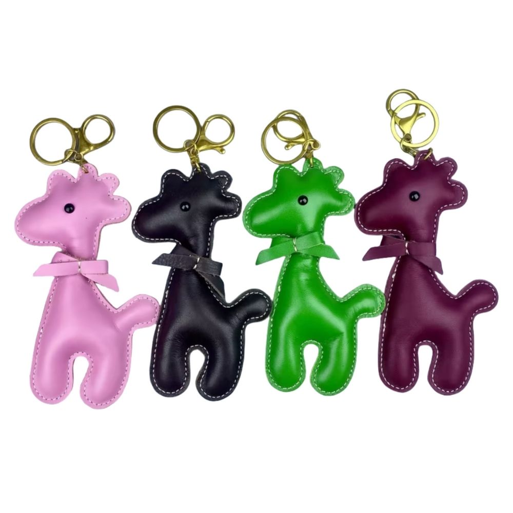 Artisan Top Grain Leather Alpaca Keychain - Handmade Bovine Bag Charm Accessory