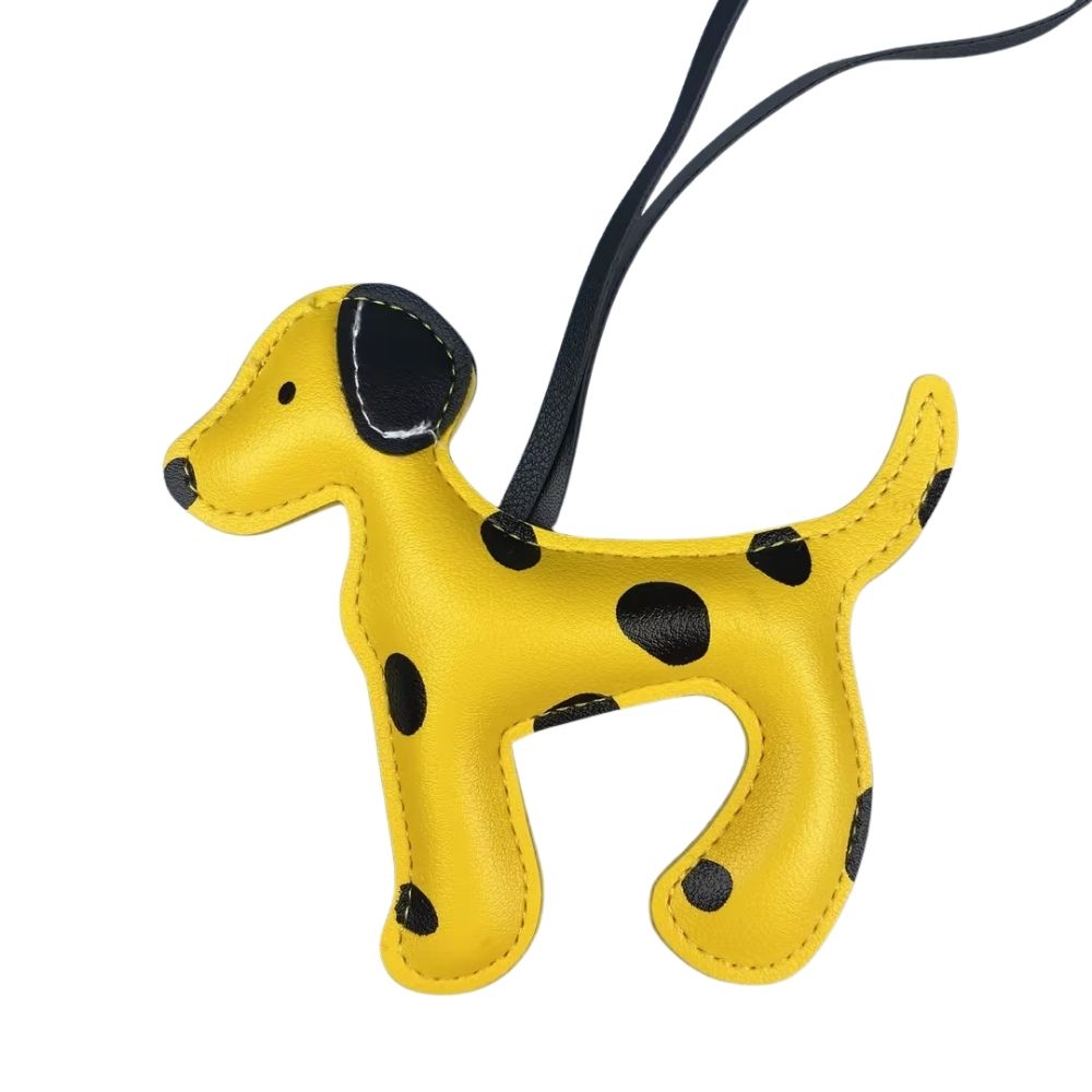 Spotted PU Leather Bag Charm - Dog Pattern Keychain & Purse Pendant