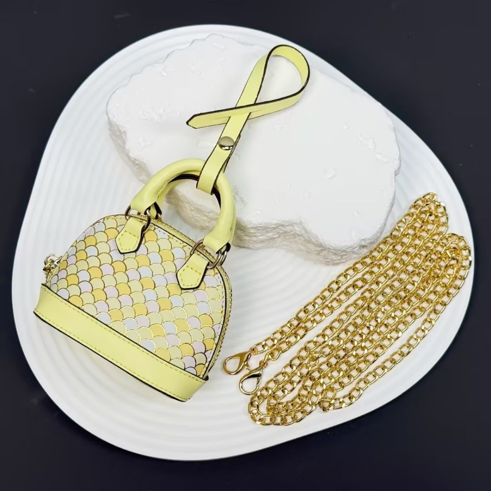 Iridescent Scale Crossbody Mini Purse - Cloud-Touch AirPods Case with 118cm Chain, Rainbow Crossbody Charm