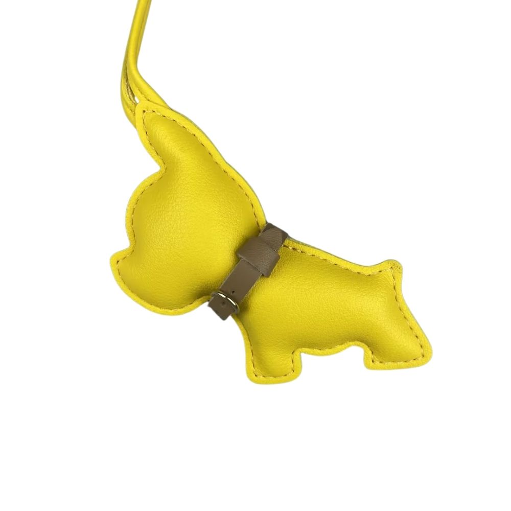 Mini PU Leather Bulldog Bag Charm - Leather-Look Strap Pendant for Purses