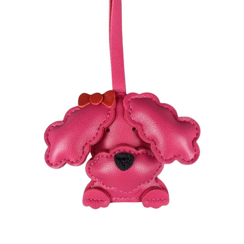 Cute Teddy-Style PU Leather Puppy Bag Charm - Adorable Dog Pendant for Purses