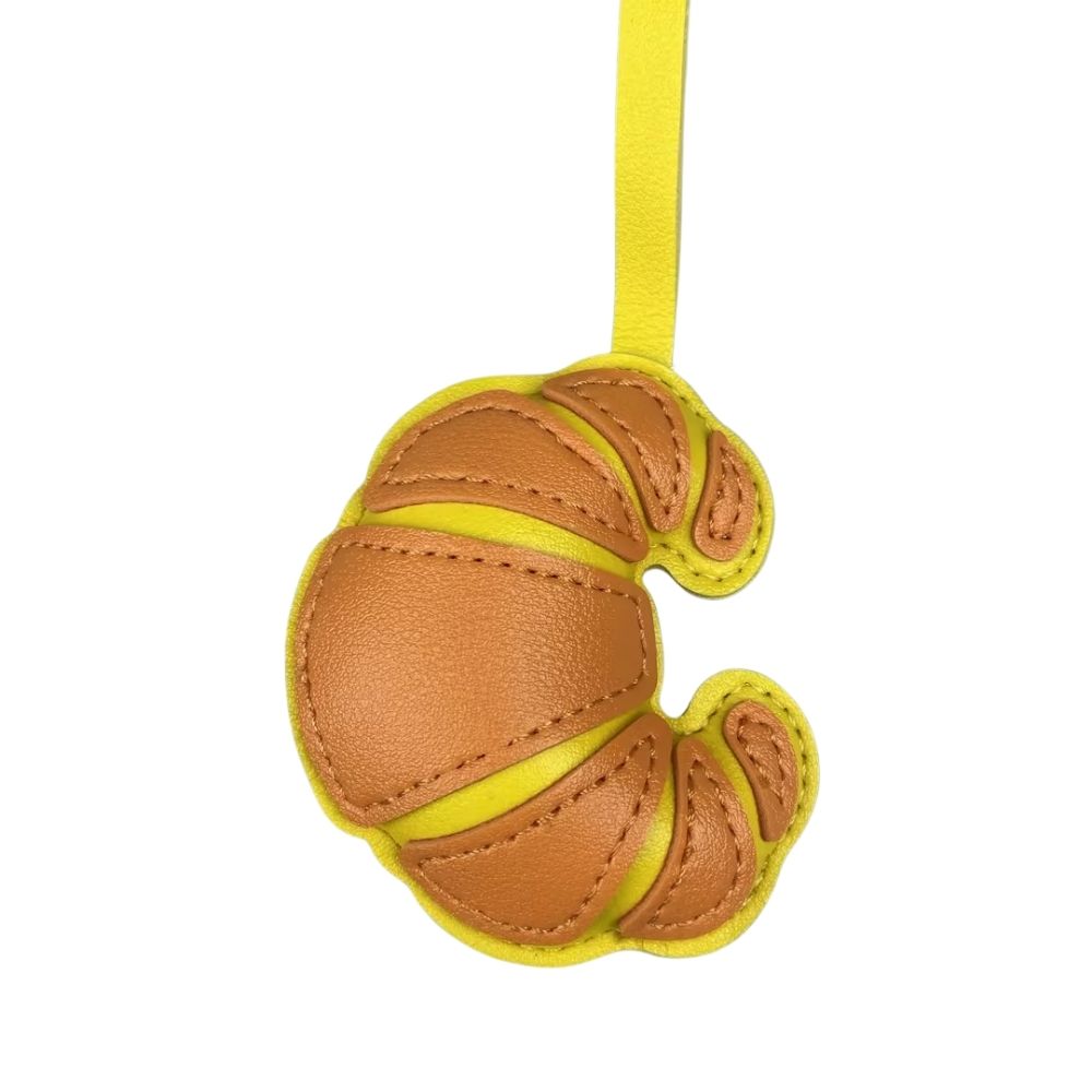 PU Leather Croissant Bag Charm - Solid/Color-Block Purse Pendant Accessor