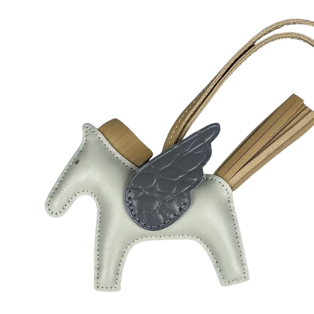 Genuine Leather Premium Lamb Leather Croc-Embossed Pegasus Charm Pendant - Bag Accessory Bag Charm