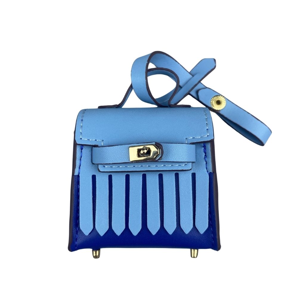 Two-Tone Mini Earphone Pouch - PU Leather Tassel Bag Charm & Detachable Bagcharm