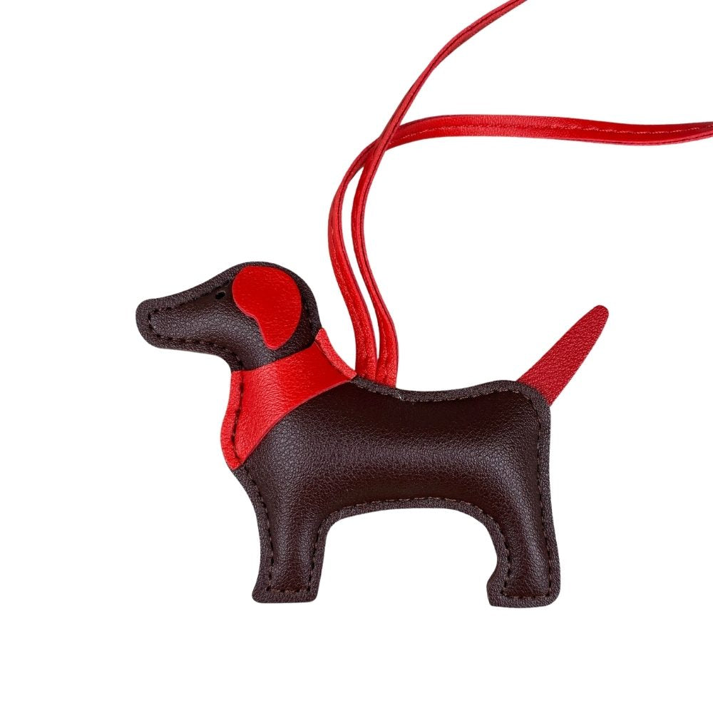 Adorable Scarf-Style Puppy Bag Charm - PU Leather Dog Pendant for Purses & Backpacks