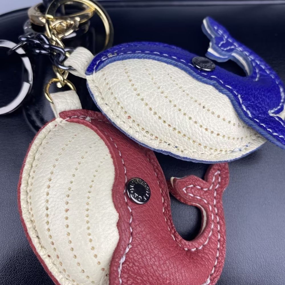 Genuine Lambskin Keychain & Bag Charm - Exquisite 3D Elephant / Whale Double Anima