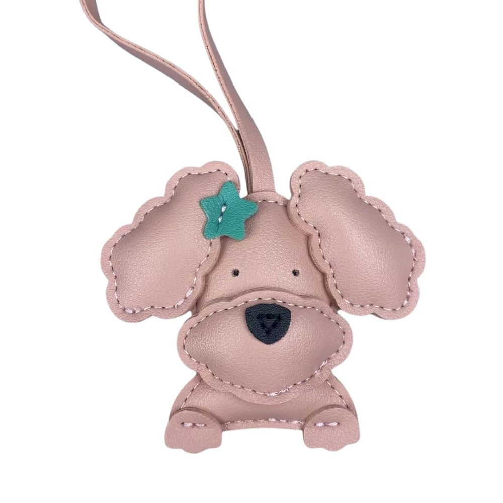 Cute Teddy-Style PU Leather Puppy Bag Charm - Adorable Dog Pendant for Purses