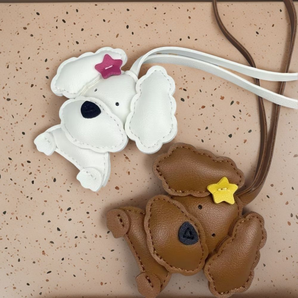 Cute Teddy-Style PU Leather Puppy Bag Charm - Adorable Dog Pendant for Purses