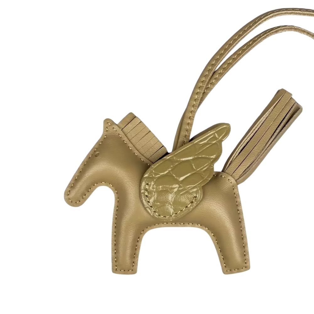 Genuine Leather Premium Lamb Leather Croc-Embossed Pegasus Charm Pendant - Bag Accessory Bag Charm
