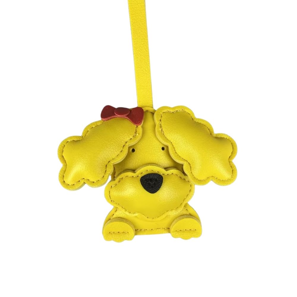 Cute Teddy-Style PU Leather Puppy Bag Charm - Adorable Dog Pendant for Purses