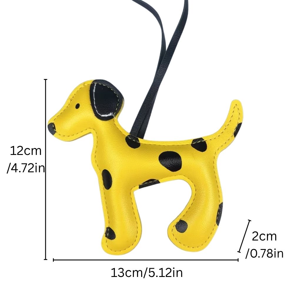 Spotted PU Leather Bag Charm - Dog Pattern Keychain & Purse Pendant