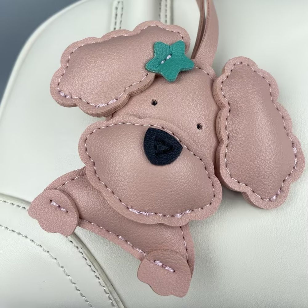 Cute Teddy-Style PU Leather Puppy Bag Charm - Adorable Dog Pendant for Purses