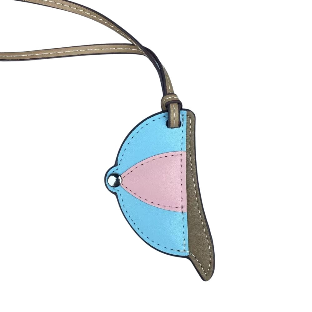 Hand-Stitched PU Leather Baseball Cap Charm - Color-Block Mini Hat Bag Pendant Accessory