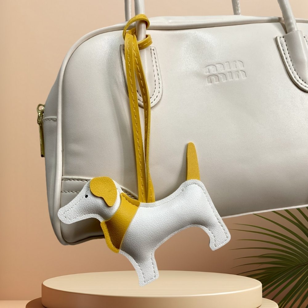 Adorable Scarf-Style Puppy Bag Charm - PU Leather Dog Pendant for Purses & Backpacks