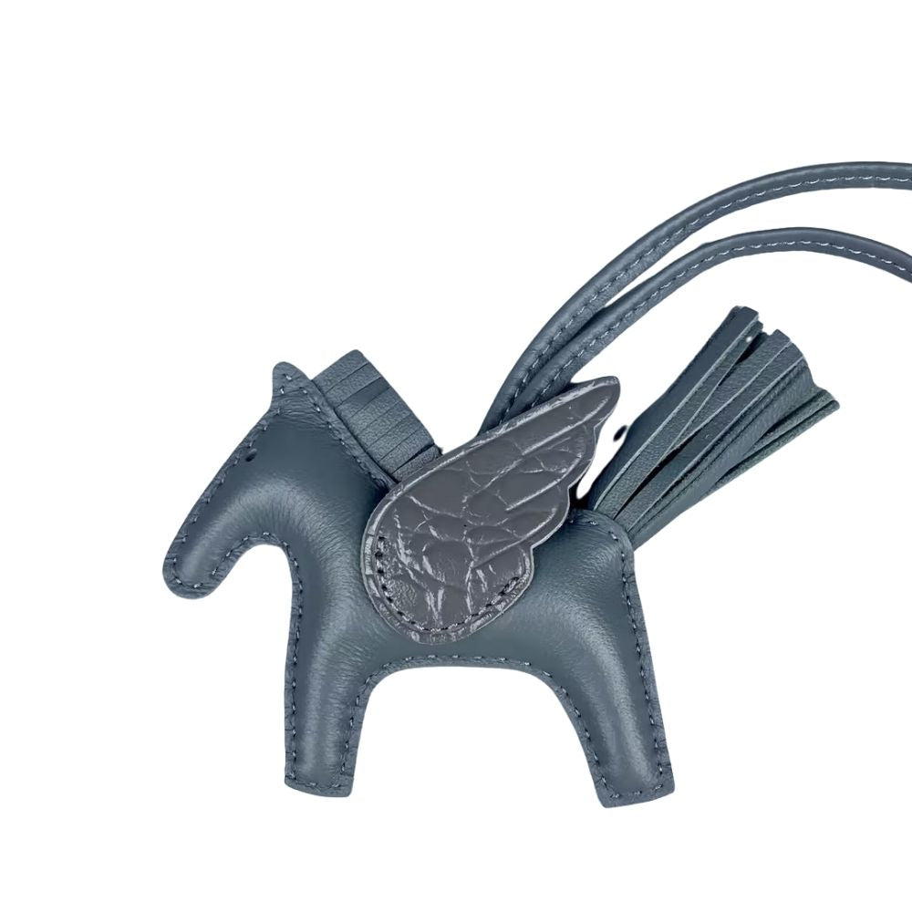 Genuine Leather Premium Lamb Leather Croc-Embossed Pegasus Charm Pendant - Bag Accessory Bag Charm