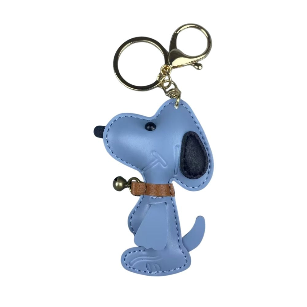 Classic Comic-Style Beagle Keyring - PU Leather Dog Keychain & Bag Accessory in Monochrome