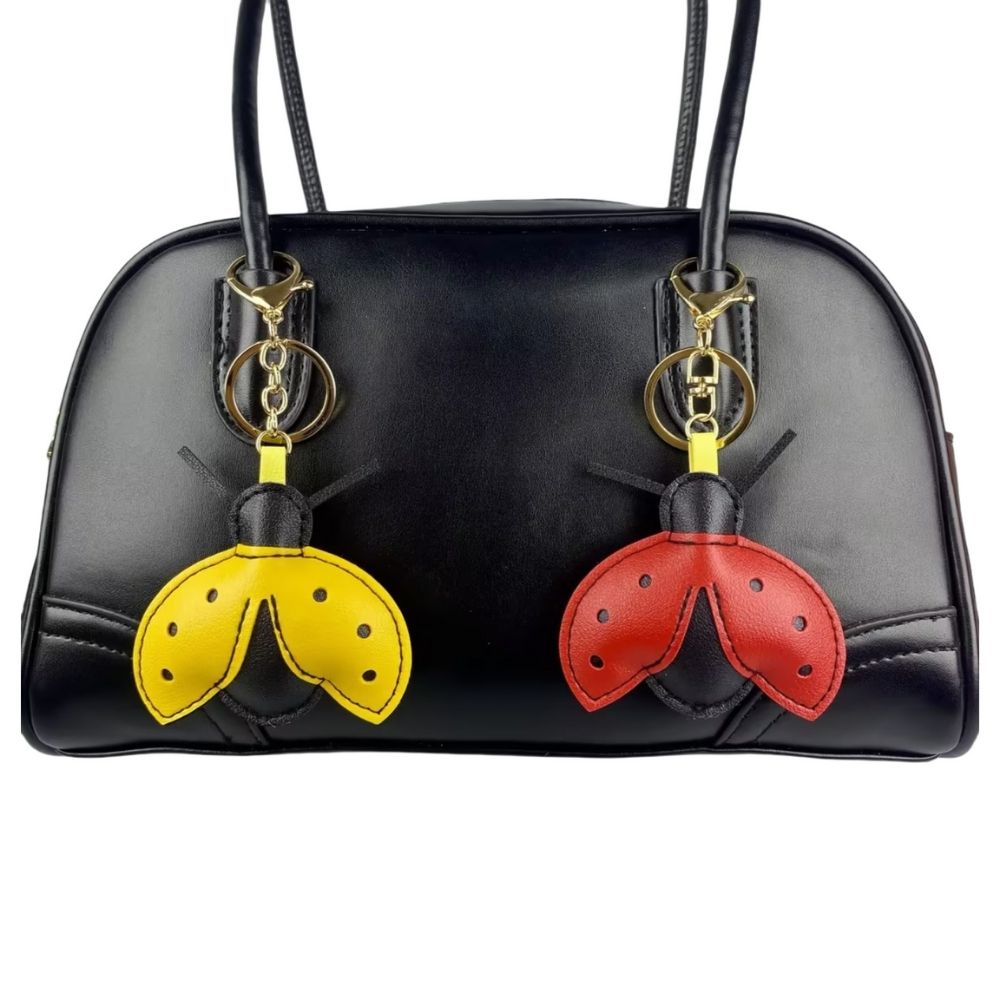 Adorable ladybug PU Leather Bag Charms - 3D Spot Design & Metal Clasps, Cute & Stylish Accessories for Bags & Keys