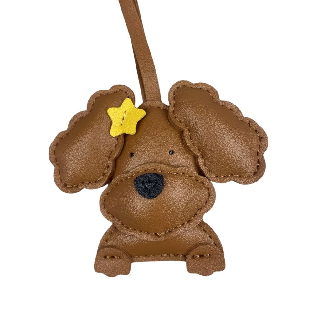 Cute Teddy-Style PU Leather Puppy Bag Charm - Adorable Dog Pendant for Purses