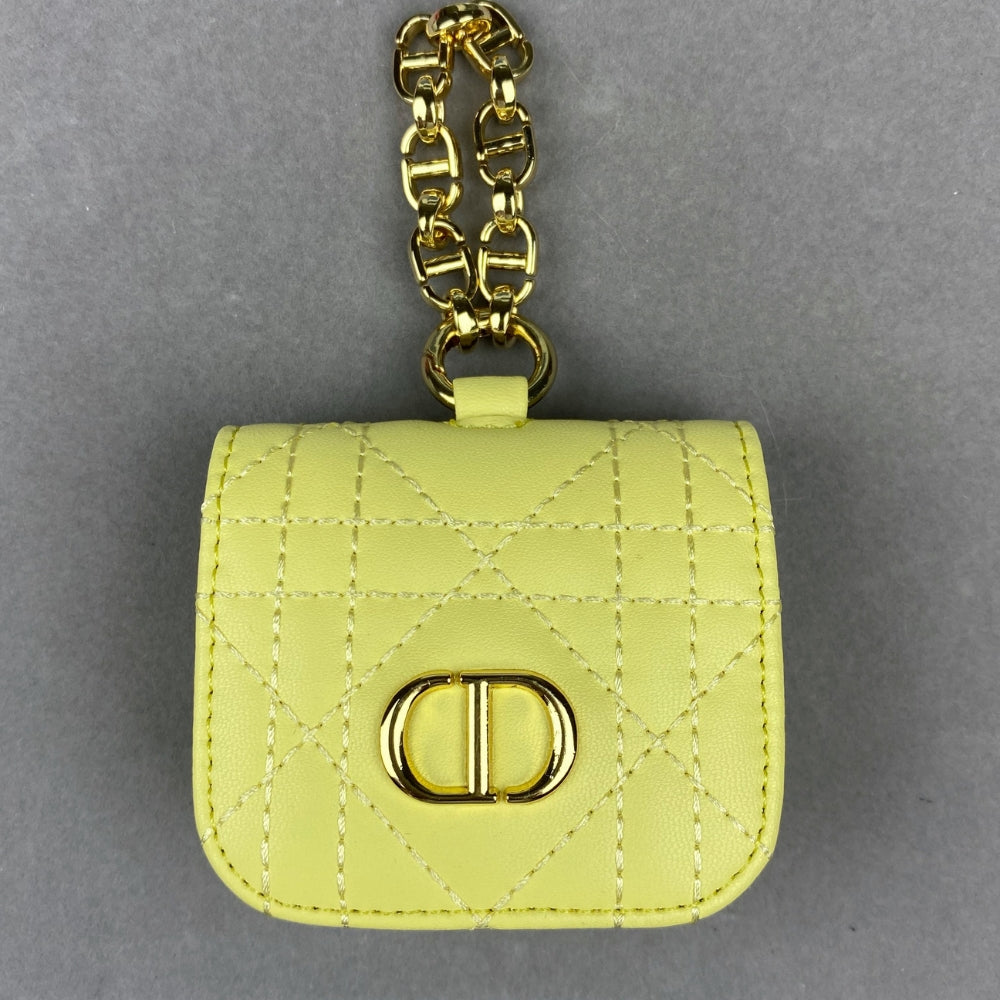 CD Luxury Mini Bag Airpod Case Bag Magnetic Buckle With Gold Metal Chain
