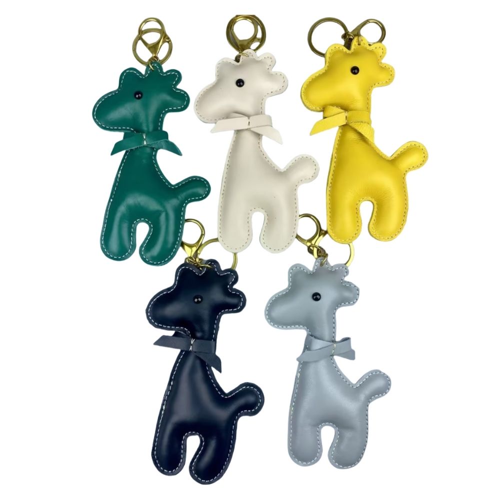 Artisan Top Grain Leather Alpaca Keychain - Handmade Bovine Bag Charm Accessory