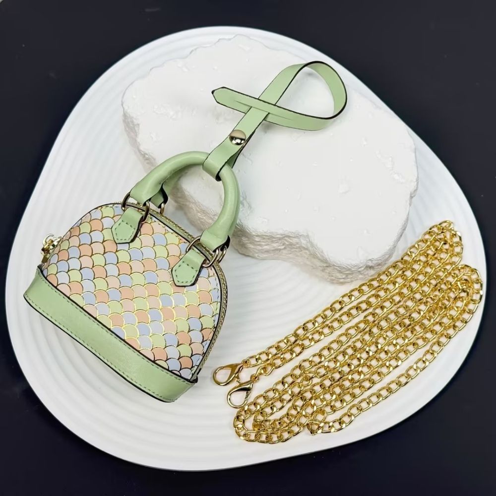 Iridescent Scale Crossbody Mini Purse - Cloud-Touch AirPods Case with 118cm Chain, Rainbow Crossbody Charm