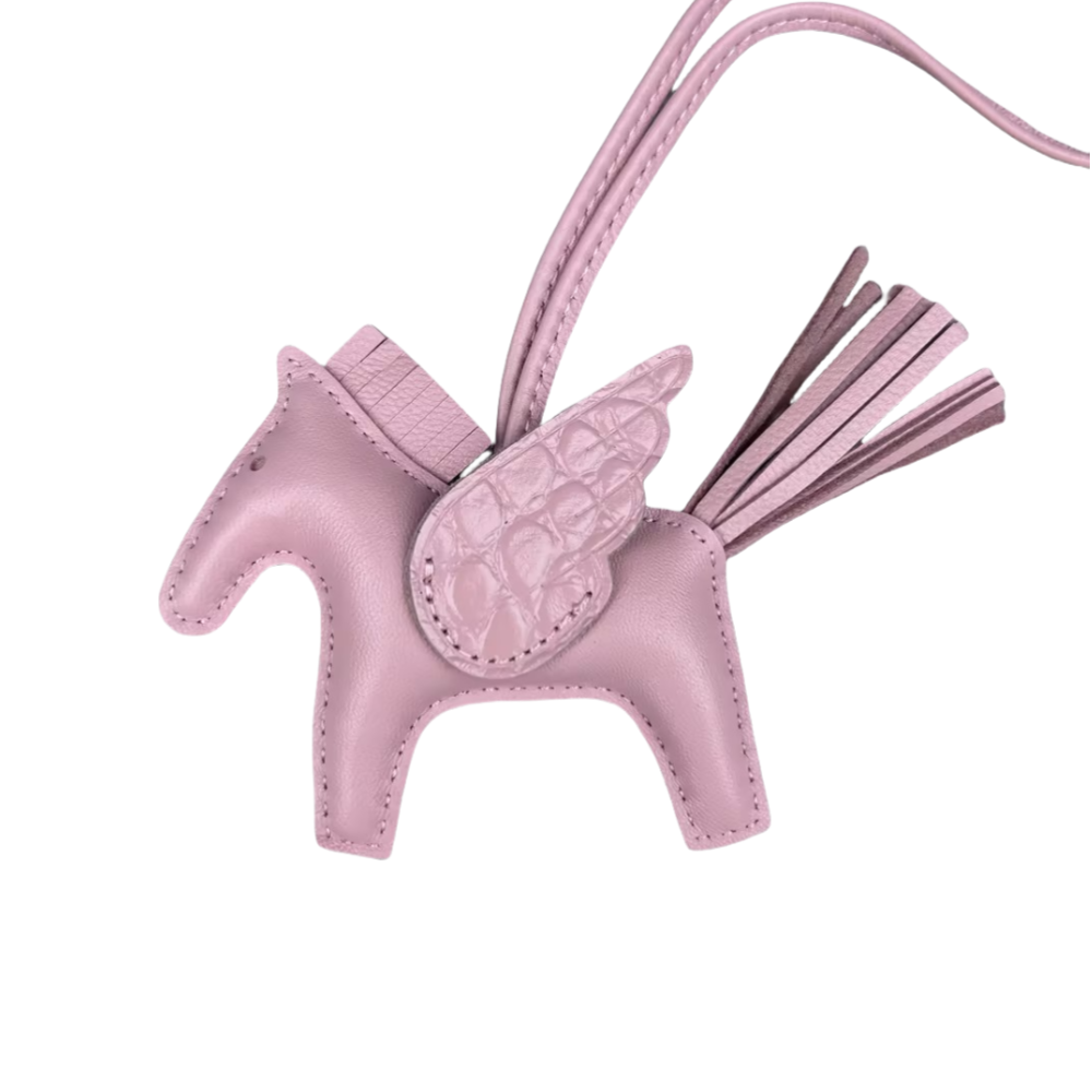 Genuine Leather Premium Lamb Leather Croc-Embossed Pegasus Charm Pendant - Bag Accessory Bag Charm