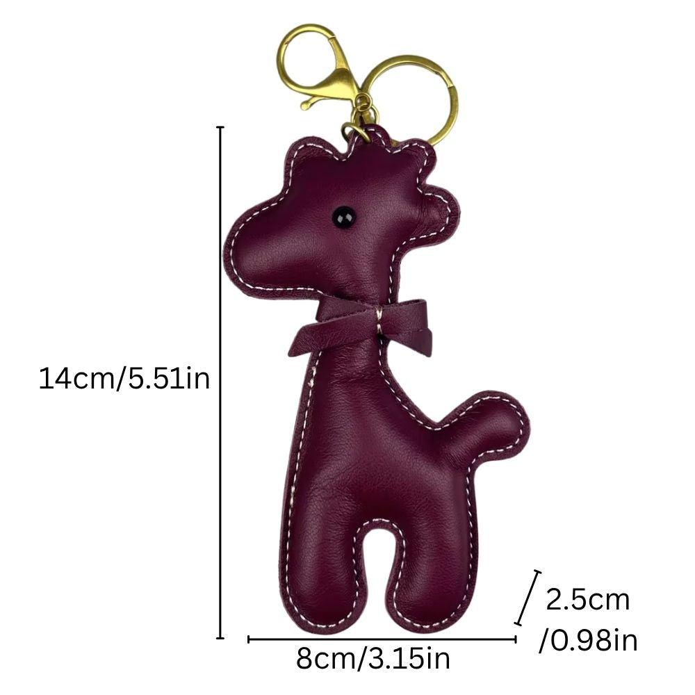 Artisan Top Grain Leather Alpaca Keychain - Handmade Bovine Bag Charm Accessory