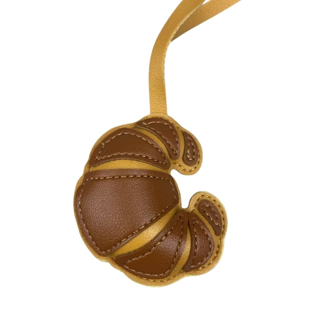 PU Leather Croissant Bag Charm - Solid/Color-Block Purse Pendant Accessor