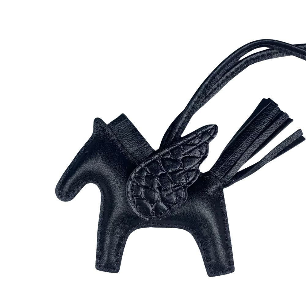 Genuine Leather Premium Lamb Leather Croc-Embossed Pegasus Charm Pendant - Bag Accessory Bag Charm