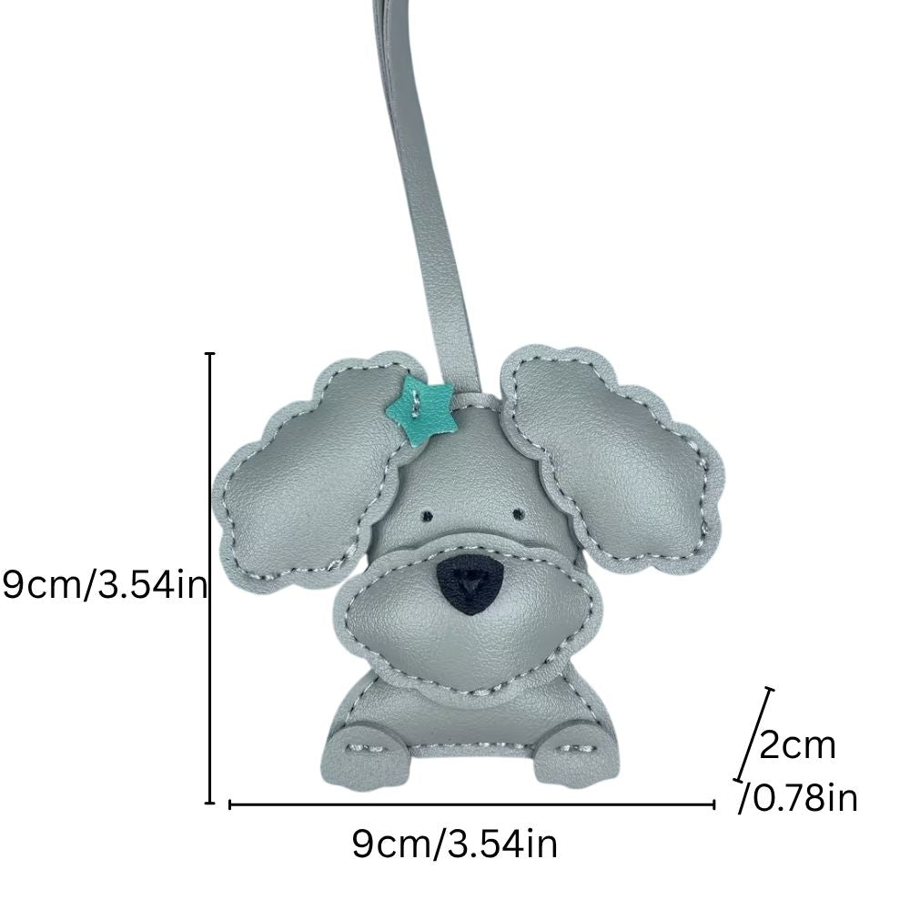 Cute Teddy-Style PU Leather Puppy Bag Charm - Adorable Dog Pendant for Purses