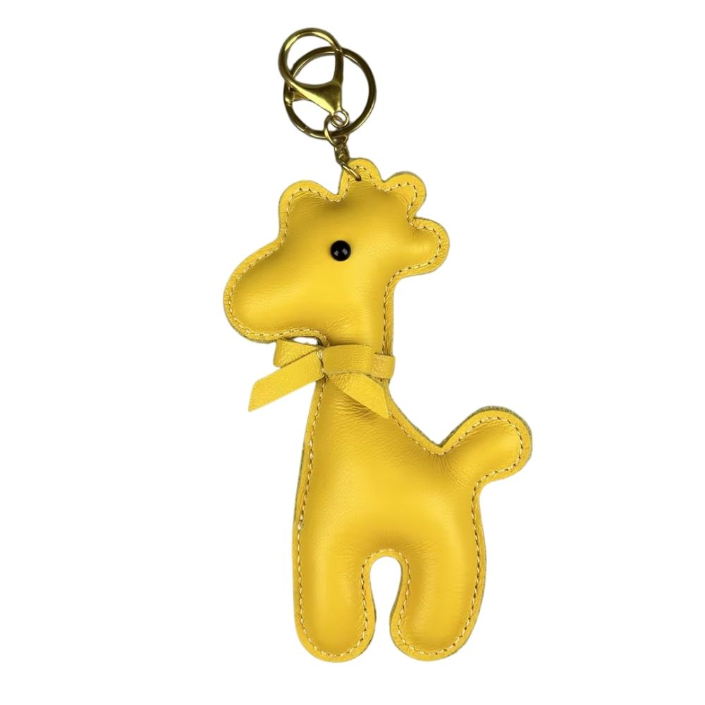 Artisan Top Grain Leather Alpaca Keychain - Handmade Bovine Bag Charm Accessory