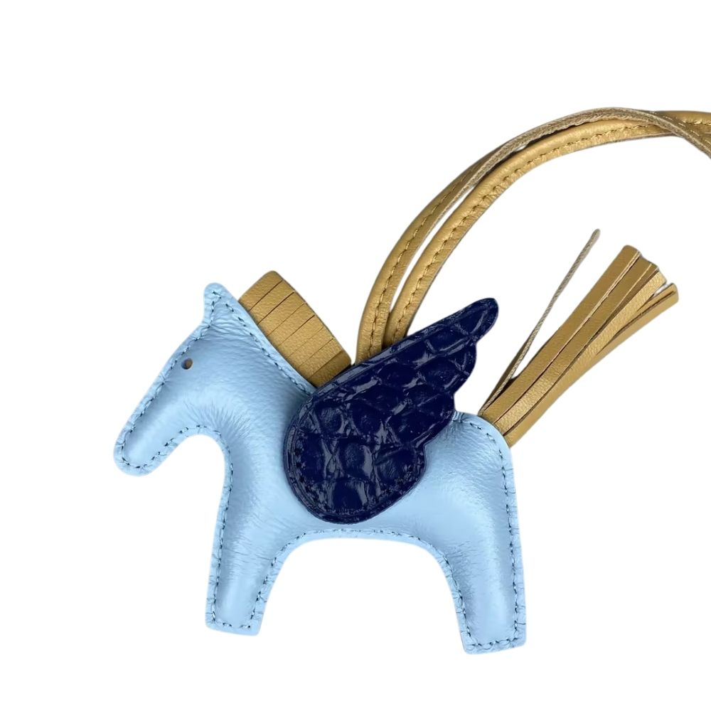 Genuine Leather Premium Lamb Leather Croc-Embossed Pegasus Charm Pendant - Bag Accessory Bag Charm