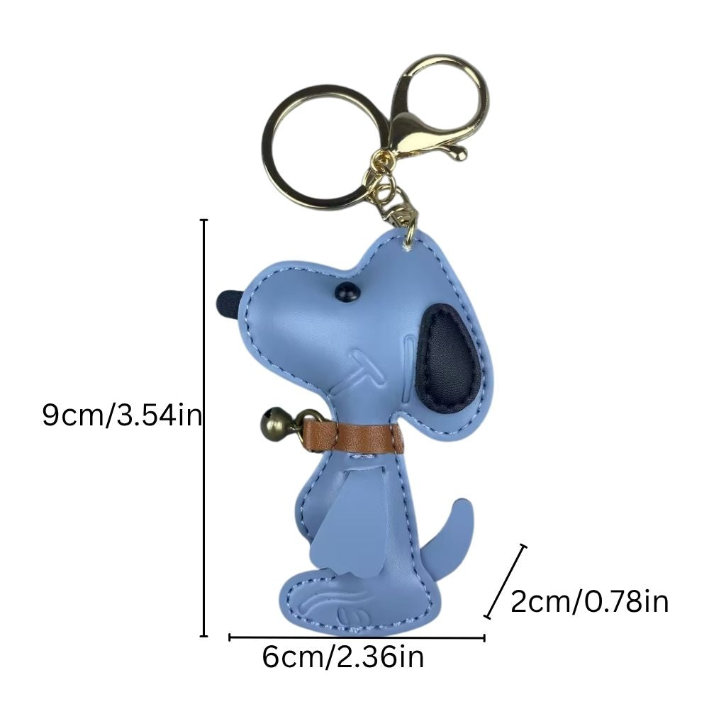 Classic Comic-Style Beagle Keyring - PU Leather Dog Keychain & Bag Accessory in Monochrome