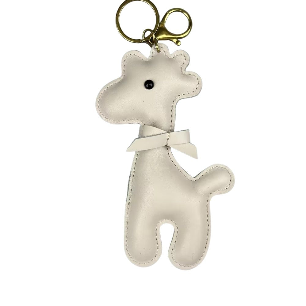 Artisan Top Grain Leather Alpaca Keychain - Handmade Bovine Bag Charm Accessory