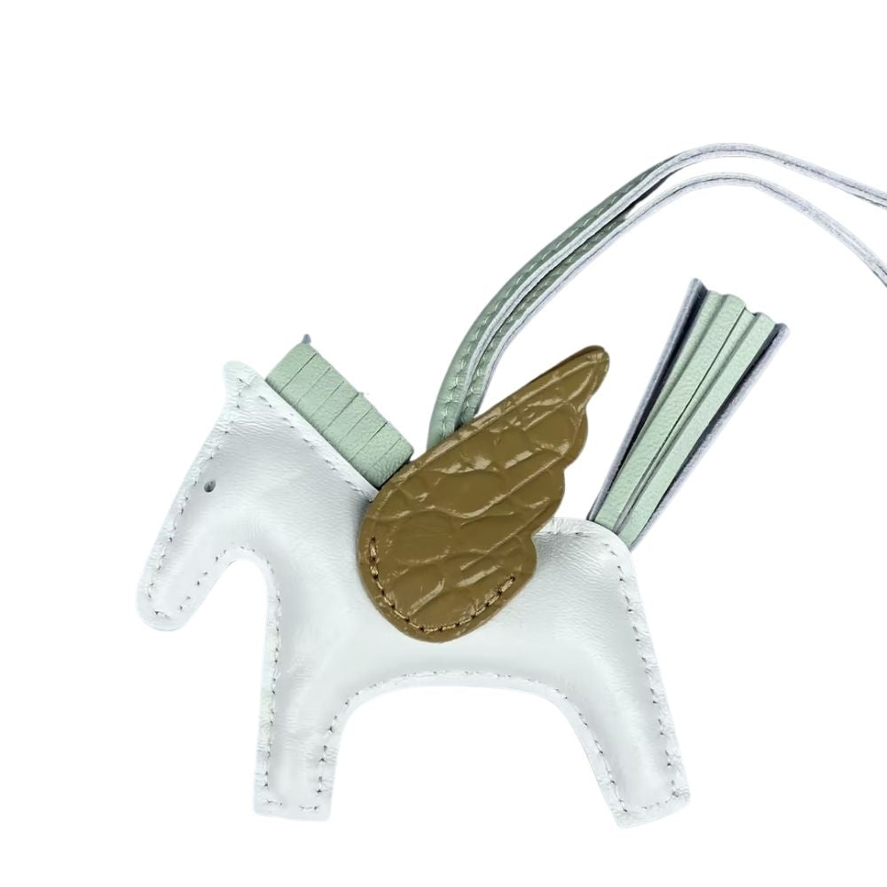 Genuine Leather Premium Lamb Leather Croc-Embossed Pegasus Charm Pendant - Bag Accessory Bag Charm