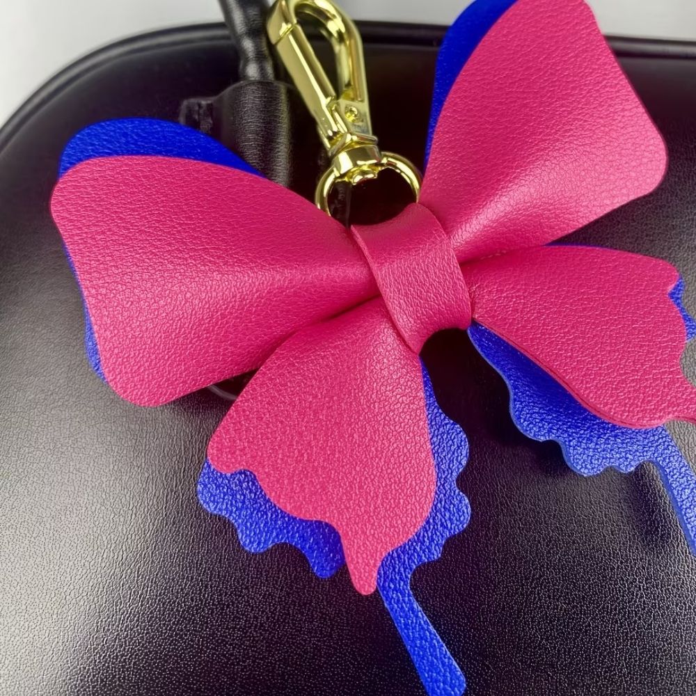 Multicolor PU Leather Butterfly Charm - Creative Detachable Bag & Keyring Accessory