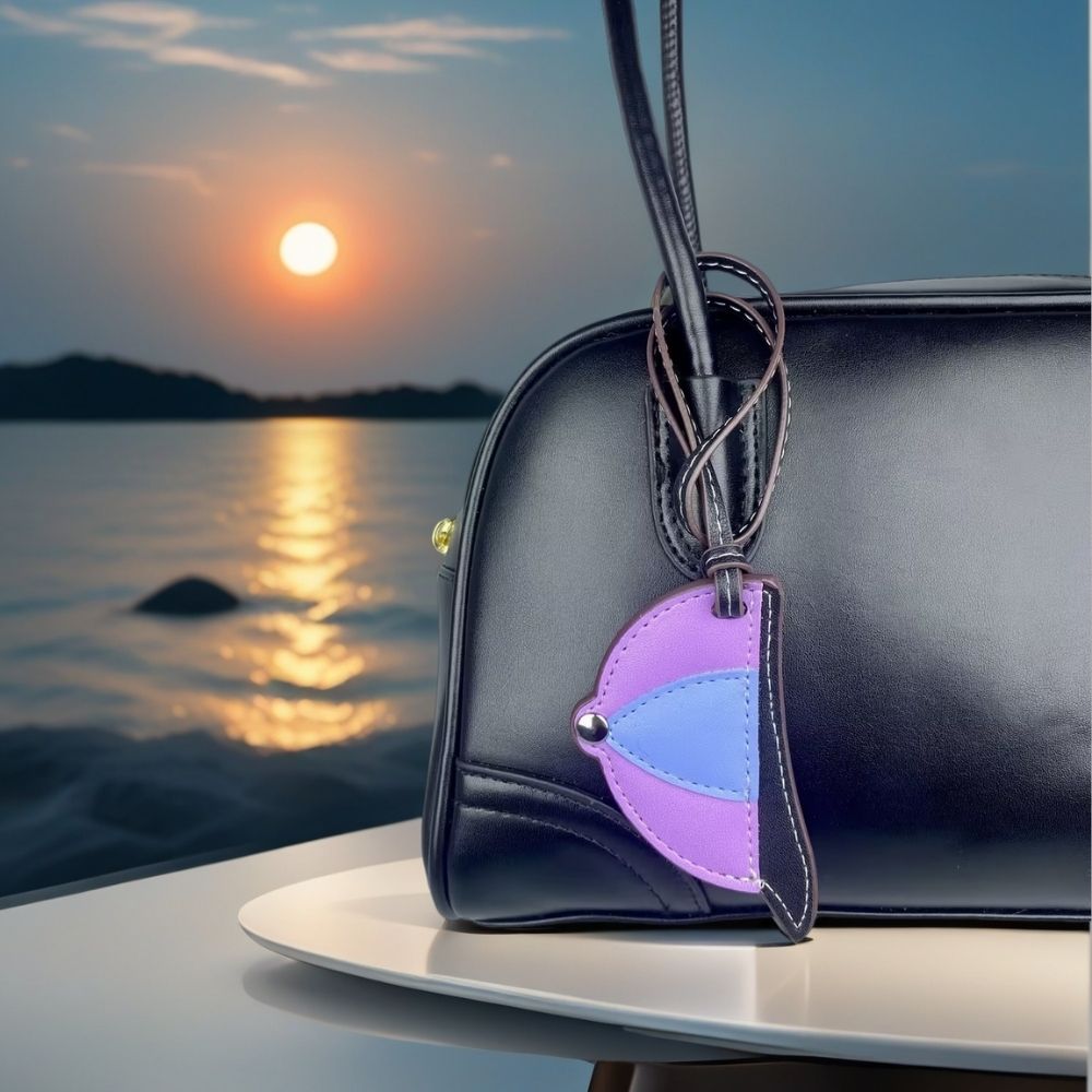 Hand-Stitched PU Leather Baseball Cap Charm - Color-Block Mini Hat Bag Pendant Accessory