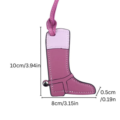 Artisan Color-Block Leather Boot Charm - Handcrafted Top Grain Bag Accent Pendant