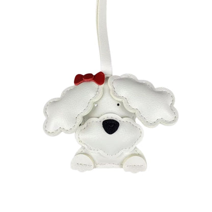 Cute Teddy-Style PU Leather Puppy Bag Charm - Adorable Dog Pendant for Purses