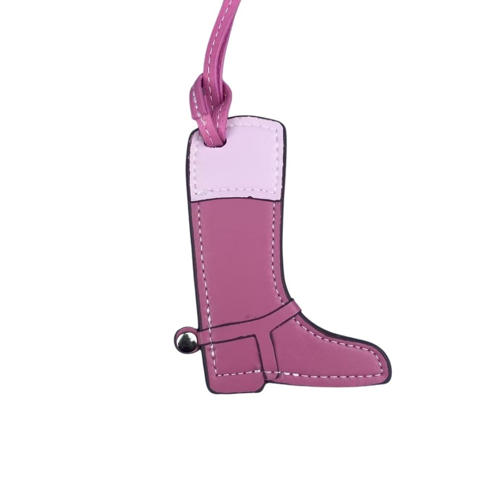 Artisan Color-Block Leather Boot Charm - Handcrafted Top Grain Bag Accent Pendant