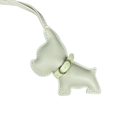 Mini PU Leather Bulldog Bag Charm - Leather-Look Strap Pendant for Purses