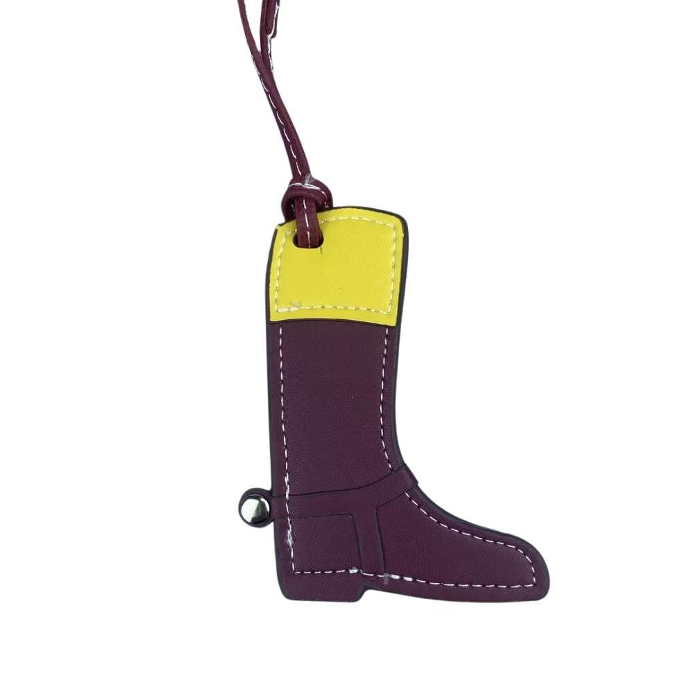 Artisan Color-Block Leather Boot Charm - Handcrafted Top Grain Bag Accent Pendant