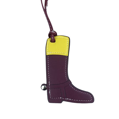 Artisan Color-Block Leather Boot Charm - Handcrafted Top Grain Bag Accent Pendant