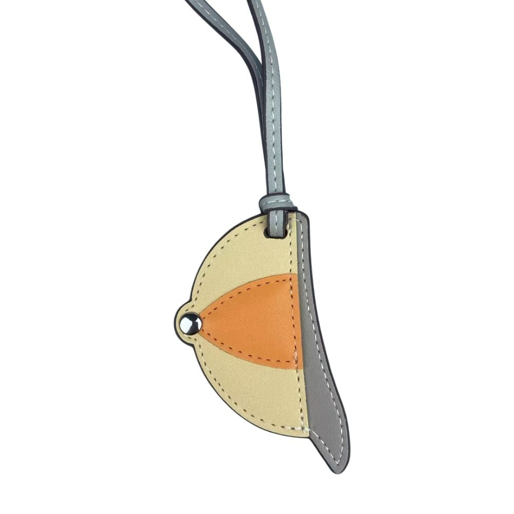 Hand-Stitched PU Leather Baseball Cap Charm - Color-Block Mini Hat Bag Pendant Accessory