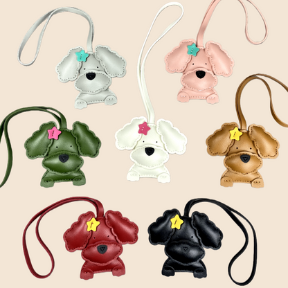 Cute Teddy-Style PU Leather Puppy Bag Charm - Adorable Dog Pendant for Purses