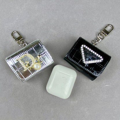 YS-L, L-V, V-W, PRA-DA, DI-OR,  Airpod Case Bag Metal Chain Black Silver