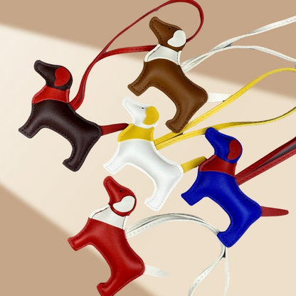 Adorable Scarf-Style Puppy Bag Charm - PU Leather Dog Pendant for Purses & Backpacks