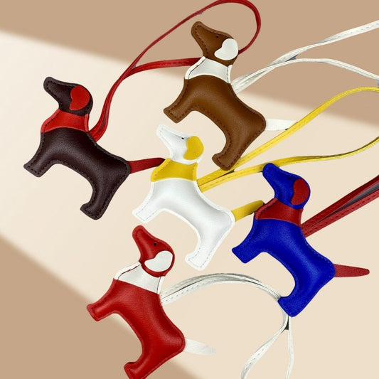Adorable Scarf-Style Puppy Bag Charm - PU Leather Dog Pendant for Purses & Backpacks