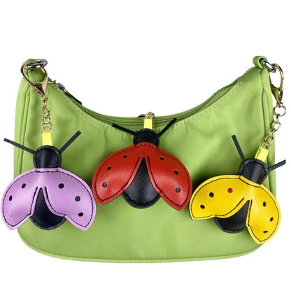 Adorable ladybug PU Leather Bag Charms - 3D Spot Design & Metal Clasps, Cute & Stylish Accessories for Bags & Keys